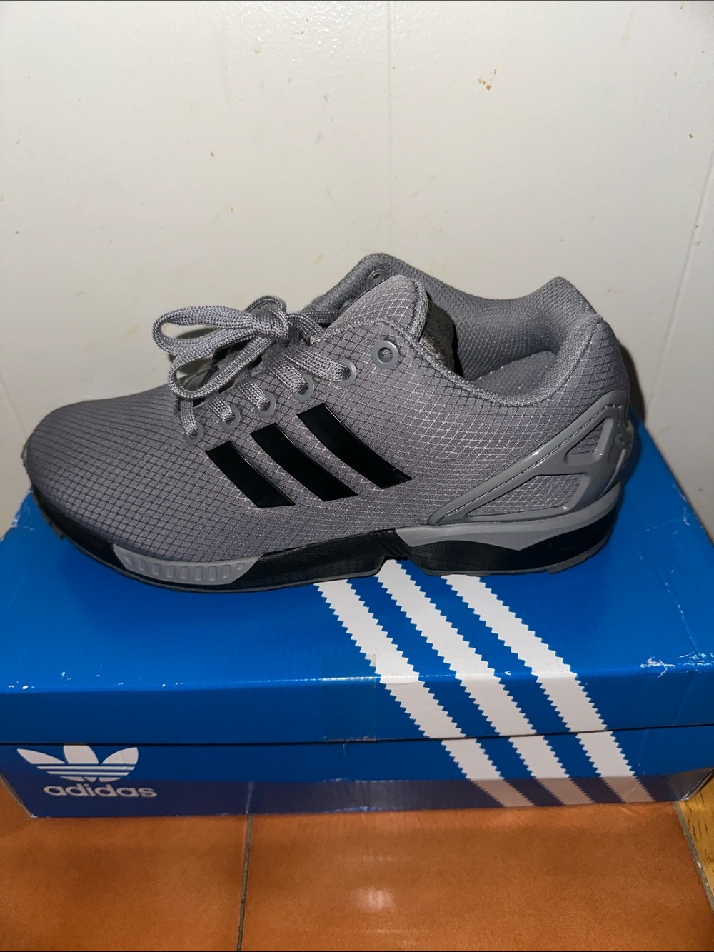 adidas Grey Sneakers with Black Stripes